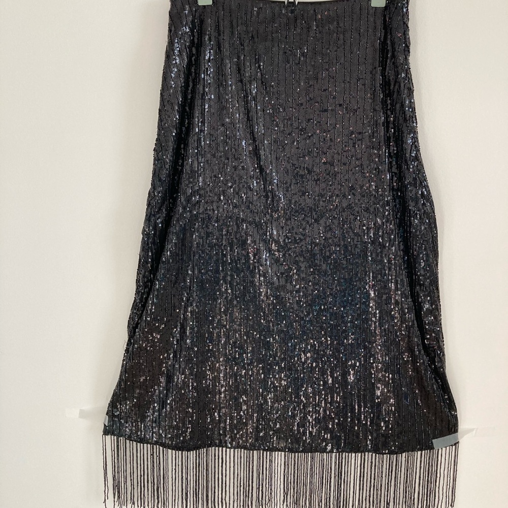 H&M Beaded Sequin Fringe Skirt Size 12 New - Picture 4 of 12